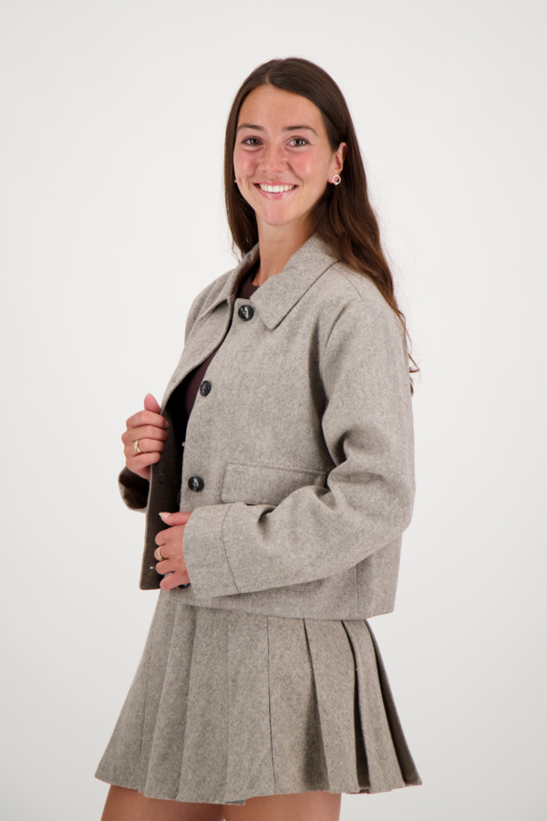 Romana Herringbone Jacket - Dusty Brown