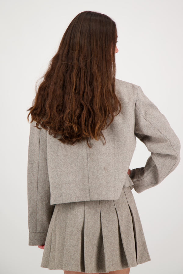 Romana Herringbone Jacket - Dusty Brown