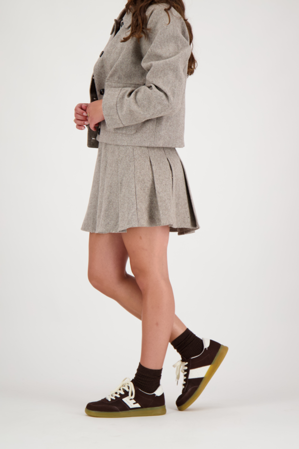 Laurina Herringbone Skirt - Dusty Brown