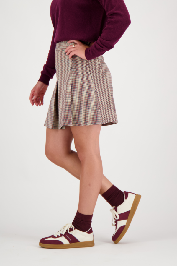 Fien Skirt - Pied De Poule Burgundy