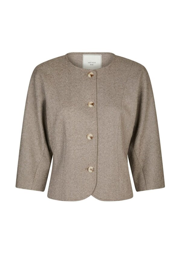 Mesto Light Herringbone Jacket - White/Brown