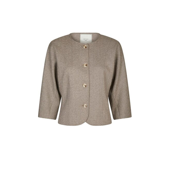 Mesto Light Herringbone Jacket - White/Brown