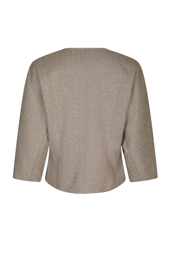 Mesto Light Herringbone Jacket - White/Brown