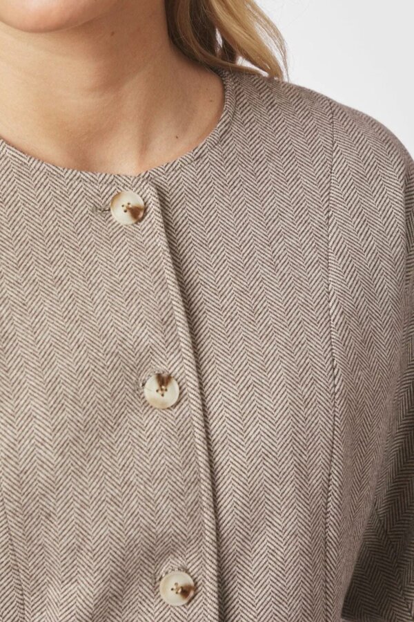 Mesto Light Herringbone Jacket - White/Brown