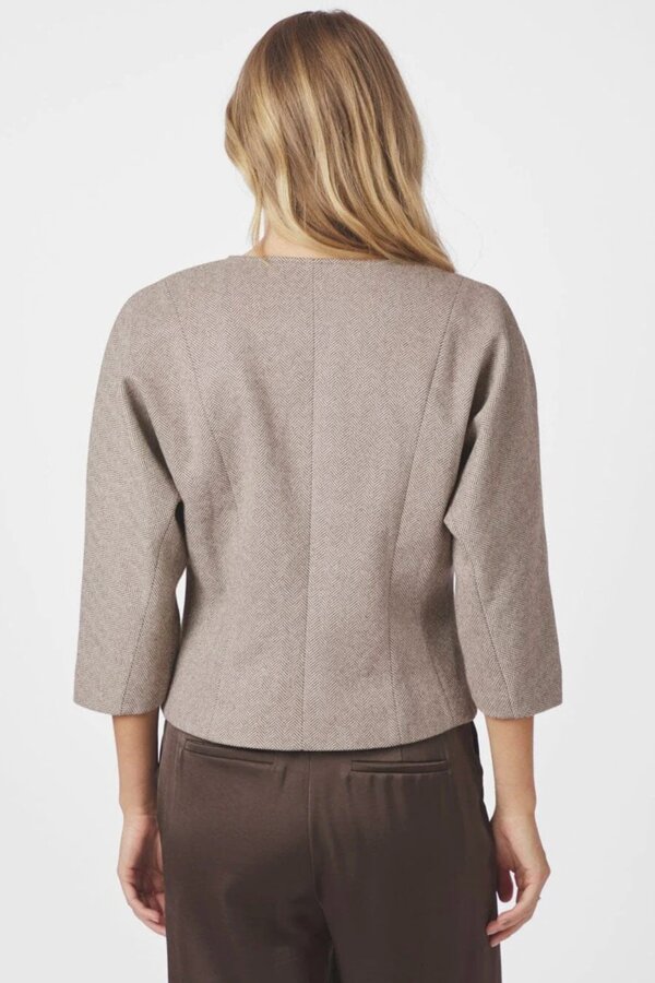 Mesto Light Herringbone Jacket - White/Brown