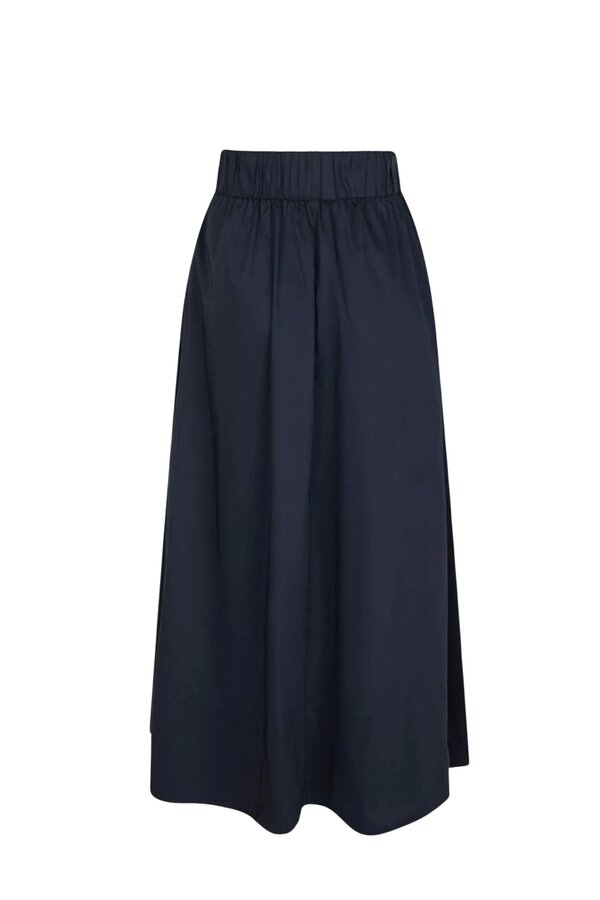 Yara Long Poplin Skirt - Navy