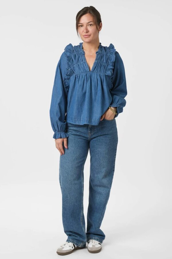 Janis Denim Blouse - Blue