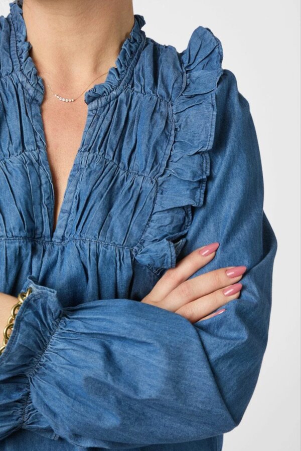 Janis Denim Blouse - Blue