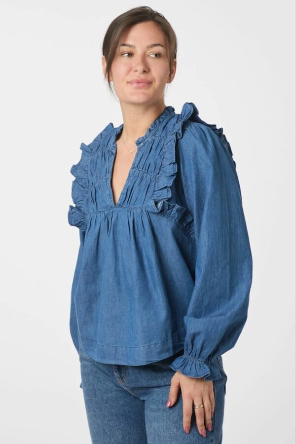 Janis Denim Blouse - Blue
