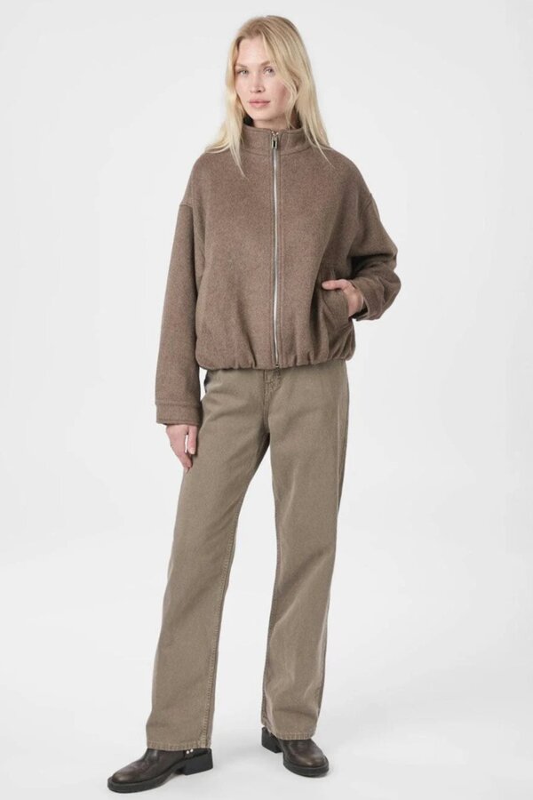 Florine Wool Bomber Jacket - Light Brown