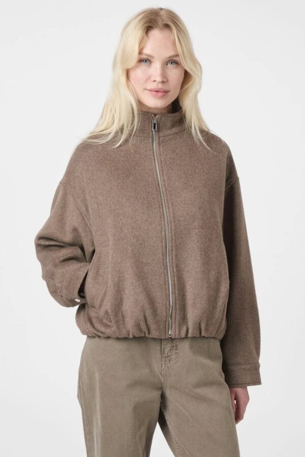 Florine Wool Bomber Jacket - Light Brown