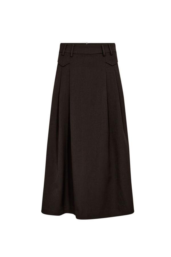 Luna Pocket Pleat Skirt - Dark Brown