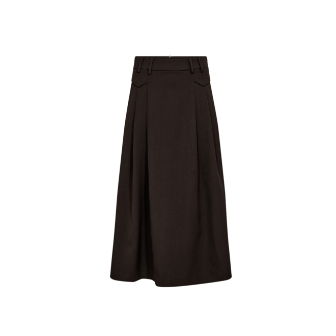 Luna Pocket Pleat Skirt - Dark Brown