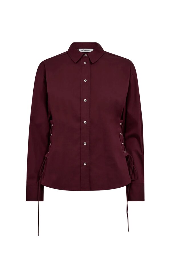 Poppy Eyelet Tie Shirt - Winered