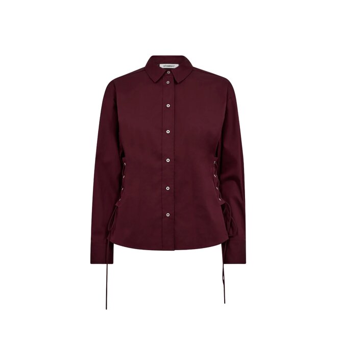 Poppy Eyelet Tie Shirt - Winered