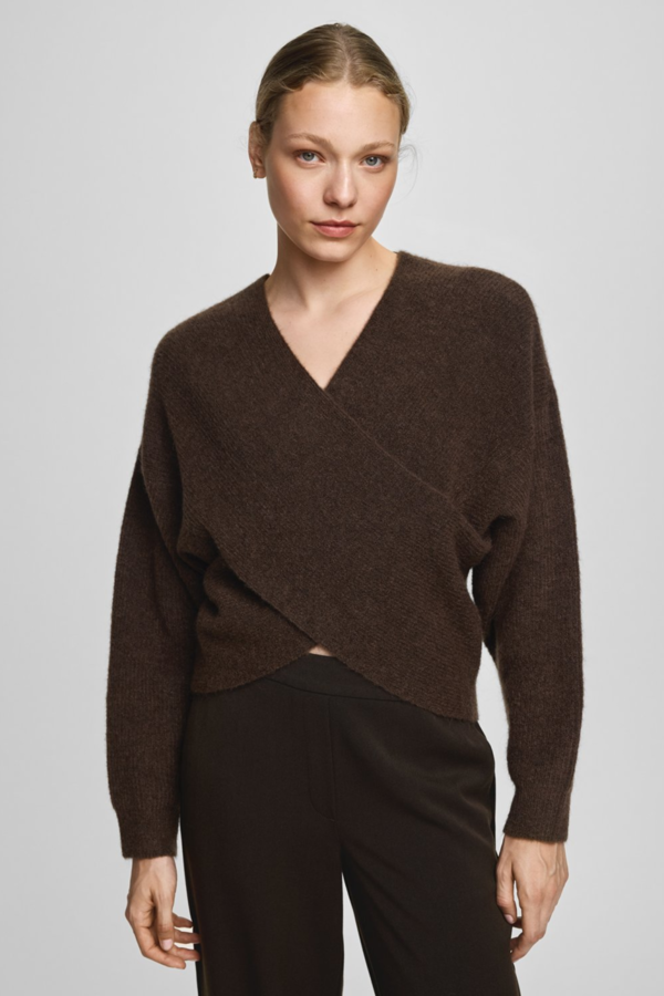Zinelle Wrap Pullover - Slate Black Melange