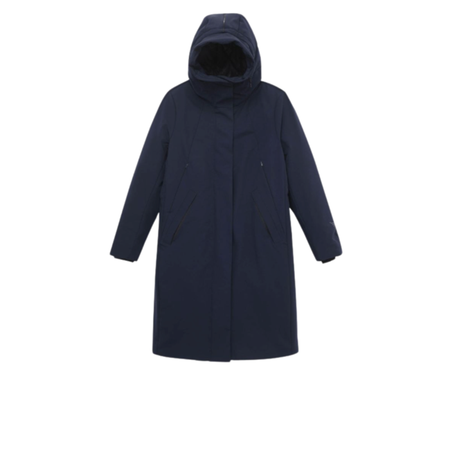 Gaia Technical Fabric Long Parka - Navy Blue