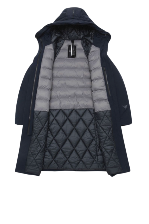 Gaia Technical Fabric Long Parka - Navy Blue
