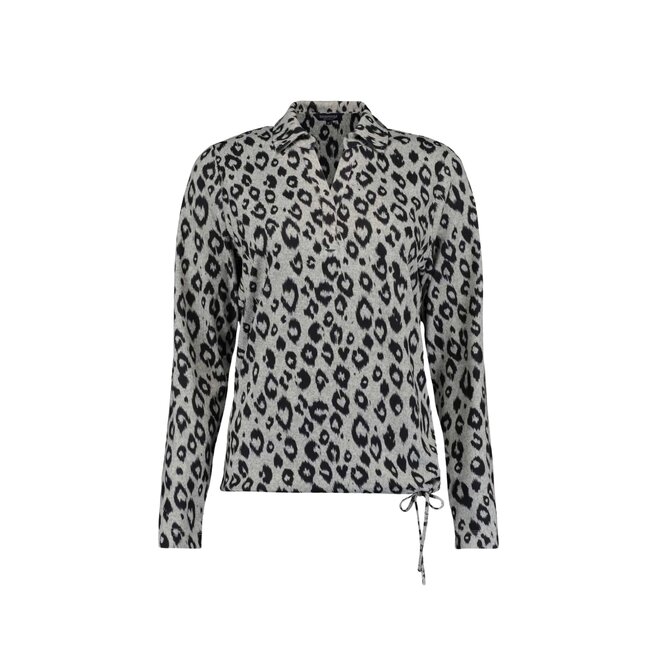 Leopard Blouse - Silver Grey