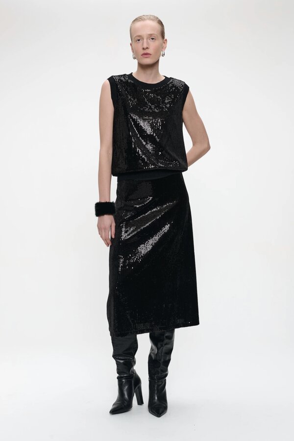 Pallina Sequins Skirt - Black