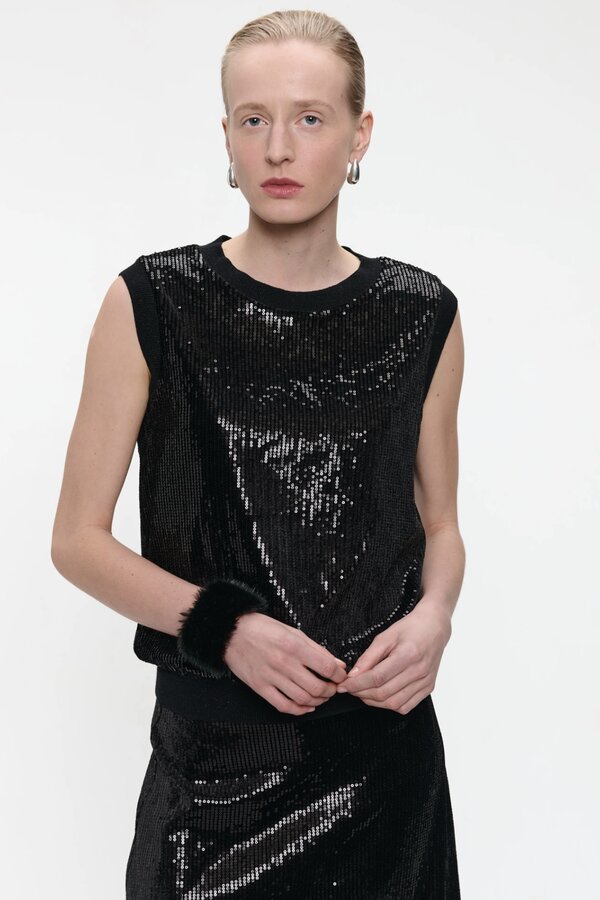 Pallino Sequins Top - Black