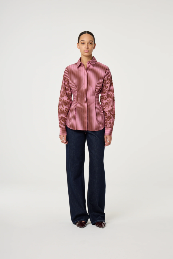 Rosey Blouse - Mocha Brown/ Petal Pink