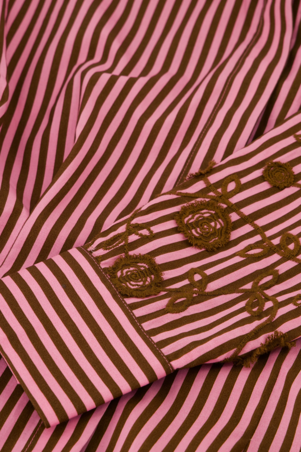 Rosey Blouse - Mocha Brown/ Petal Pink