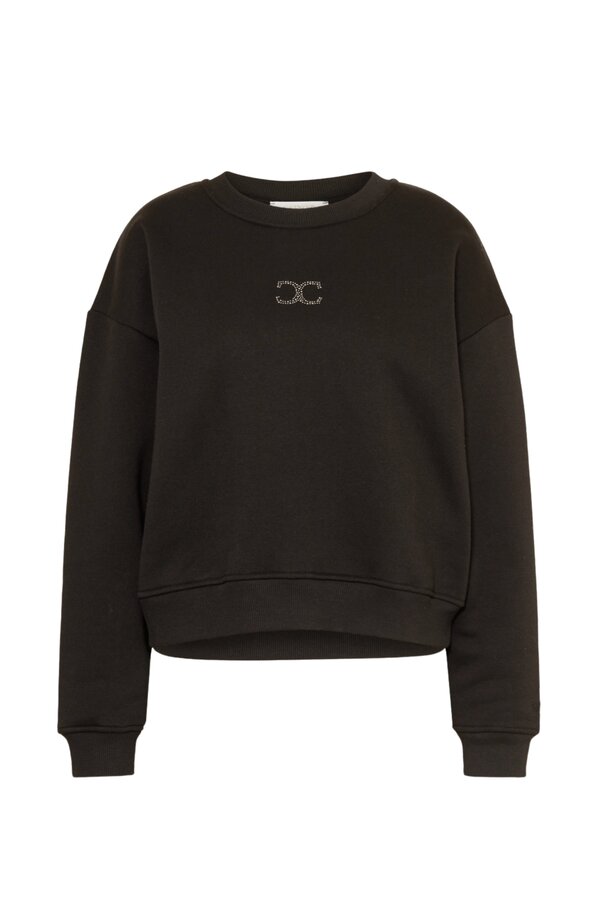 Sweatshirt met glitterdetail - Zwart