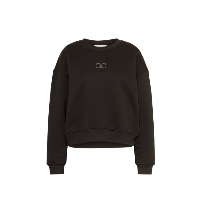 Sweatshirt met glitterdetail - Zwart