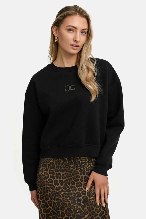Sweatshirt met glitterdetail - Zwart