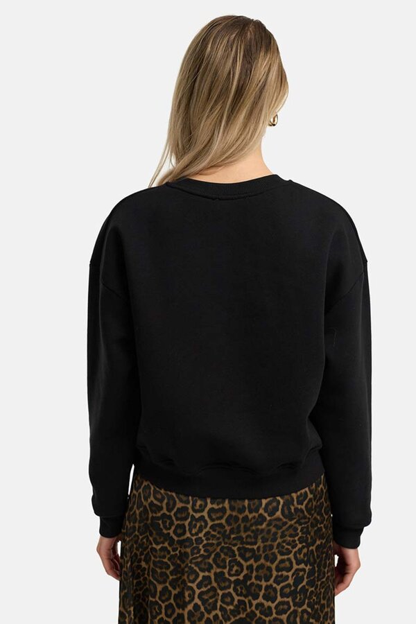 Sweatshirt met glitterdetail - Zwart