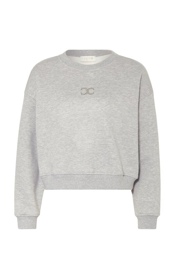 Sweatshirt met glitterdetail - Lichtgrijs