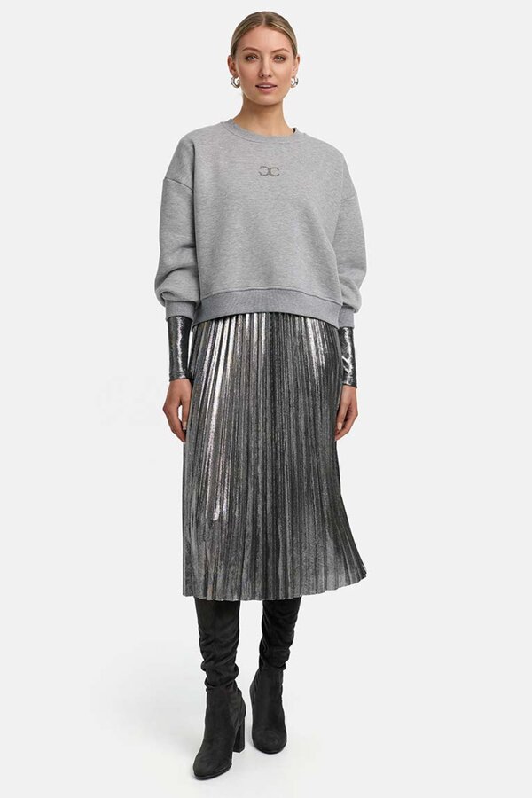 Sweatshirt met glitterdetail - Lichtgrijs