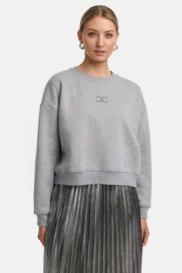 Sweatshirt met glitterdetail - Lichtgrijs