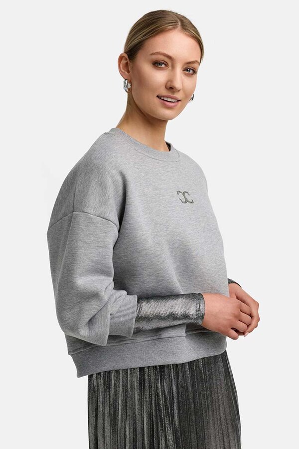 Sweatshirt met glitterdetail - Lichtgrijs