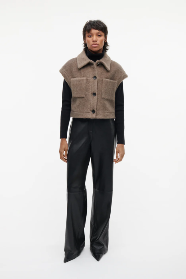Plume Faux Mohair Gilet - Truffle