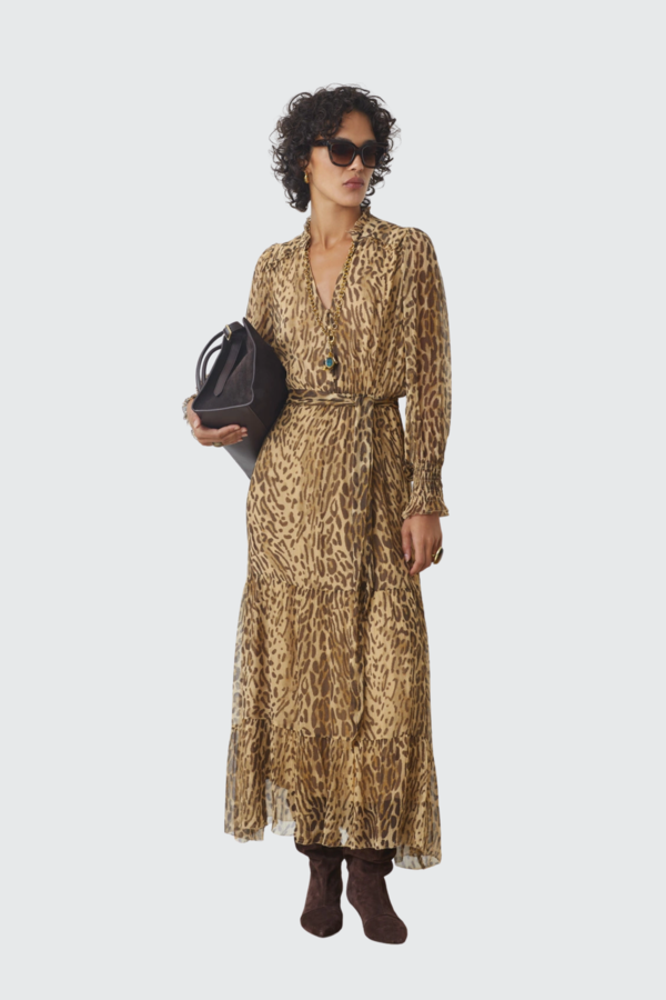 Cosmos Leopard Dress - Beige