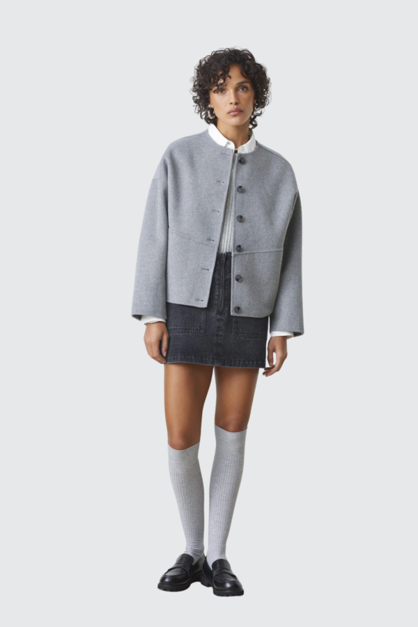 Eddy Short Wool Coat - Heather Grey