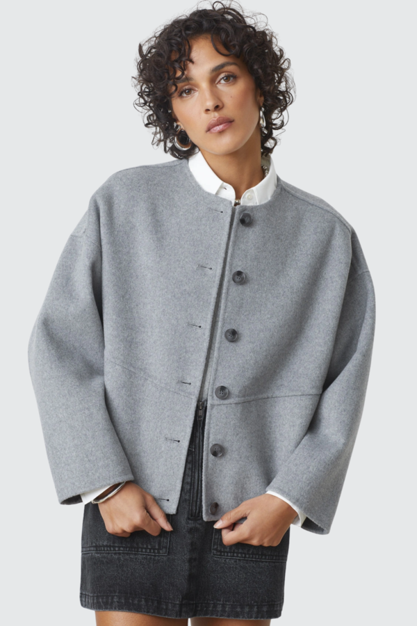 Eddy Short Wool Coat - Heather Grey