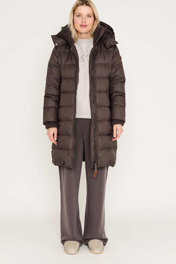 Brandy Long Jacket - Dark Brown Solid