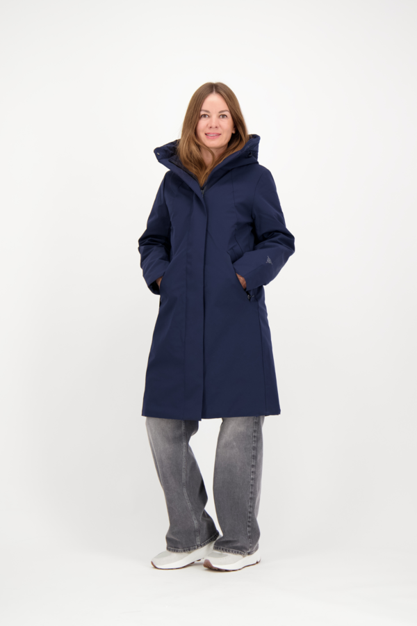 Gaia Technical Fabric Long Parka - Navy Blue