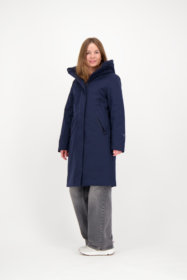 Gaia Technical Fabric Long Parka - Navy Blue