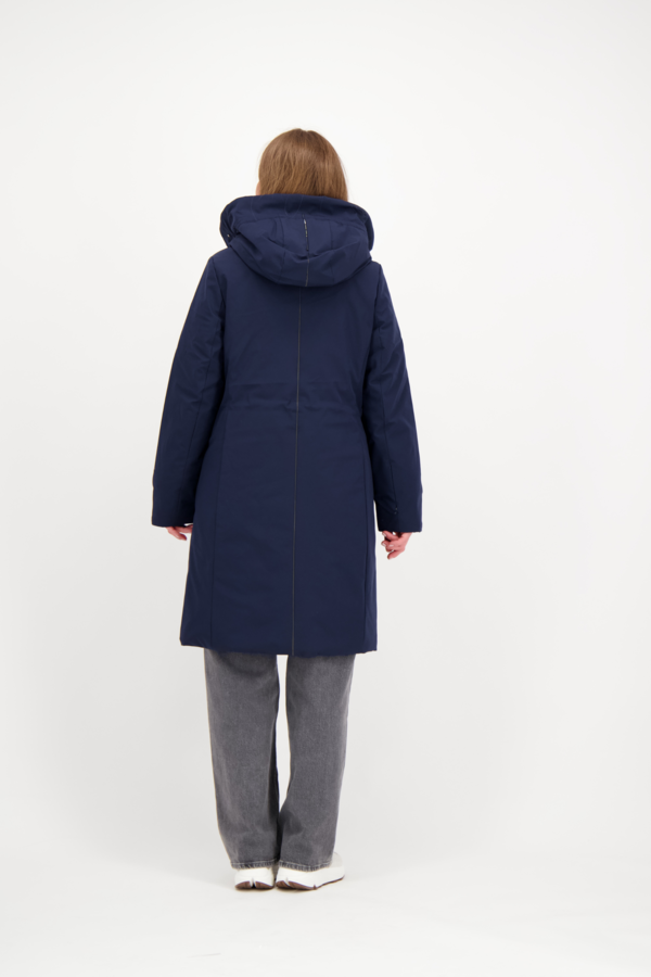 Gaia Technical Fabric Long Parka - Navy Blue