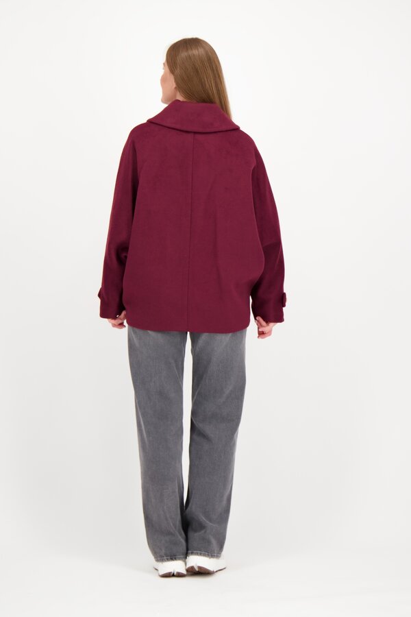 Wool Blend Cape - Burgundy