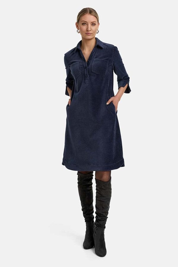 Geribde Jurk - Blauw