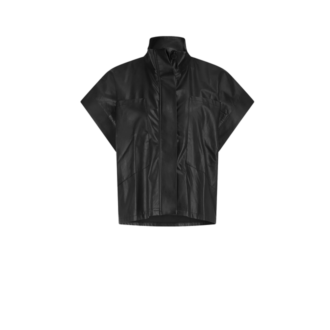 Paola Eco Leather Blouse - Black