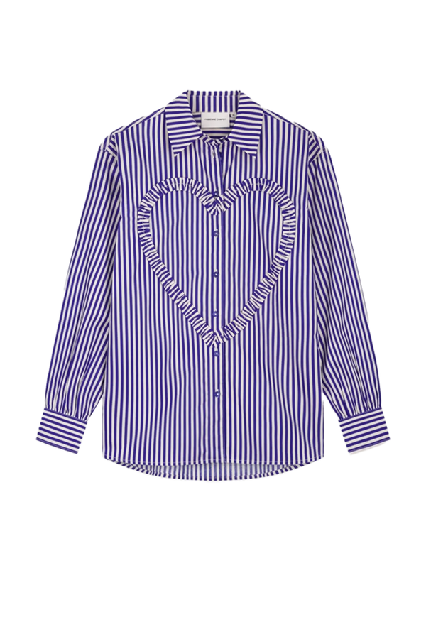 Alex Heart Blouse - Cosy White/ Royal Cobalt