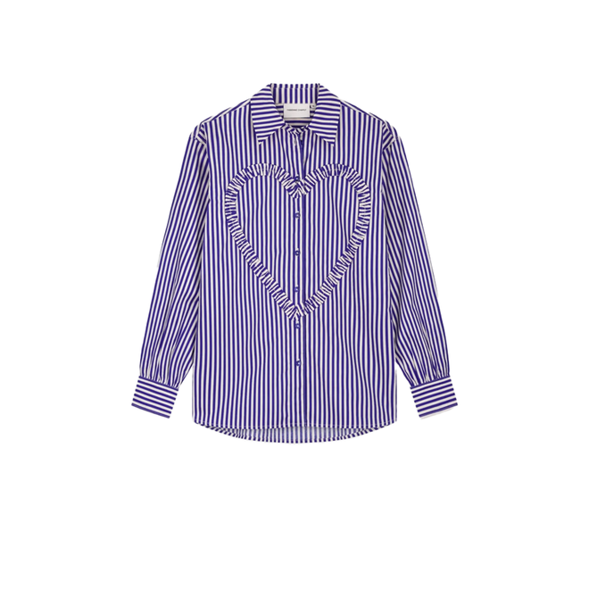 Alex Heart Blouse - Cosy White/ Royal Cobalt