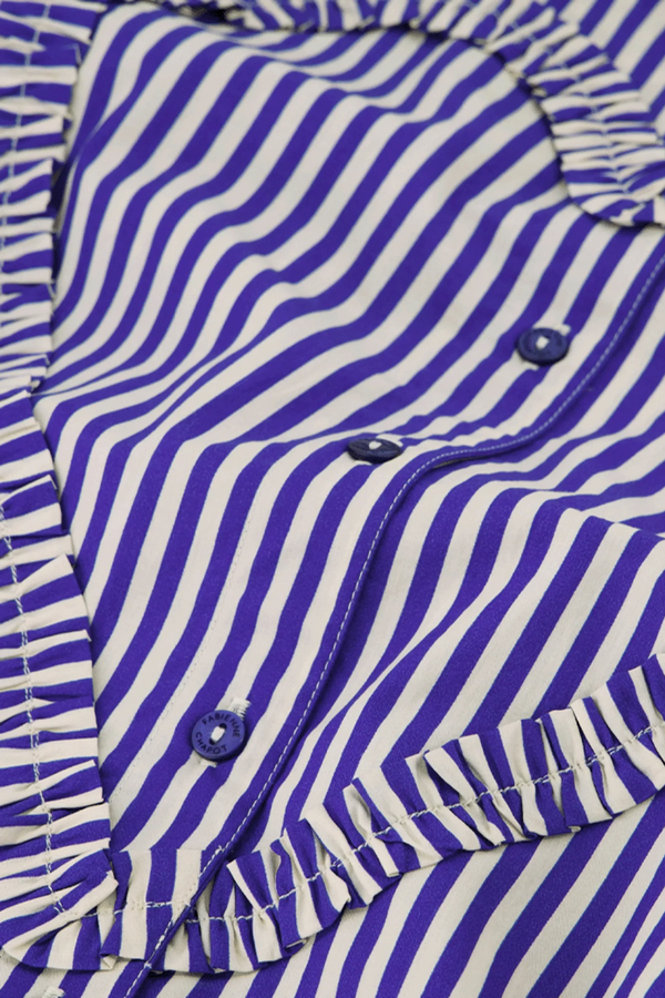Alex Heart Blouse - Cosy White/ Royal Cobalt