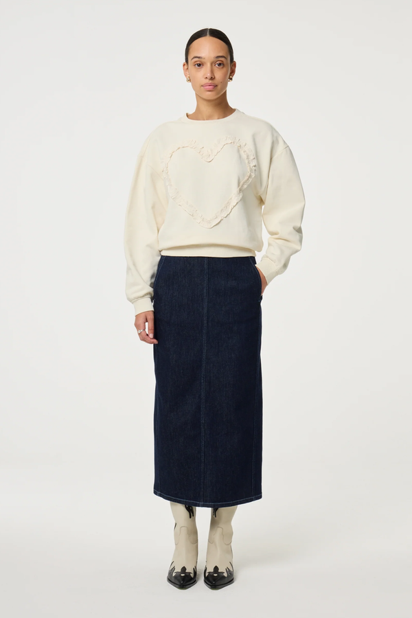 Archie Heart Sweater - Cosy White